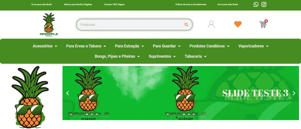 Tela do projeto Pineapple Tabacaria