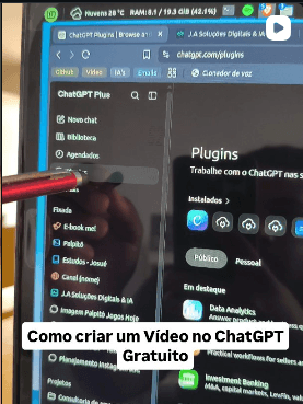 Conteúdo do Instagram sobre como criar um vídeo no ChatGPT gratuito